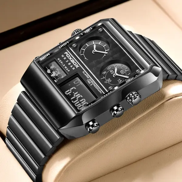 Men's Luxury Digital Square Watch with Dual Display - Image 9