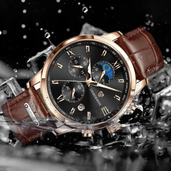 LIGE Mens Waterproof Quartz Chronograph Watch - Image 2
