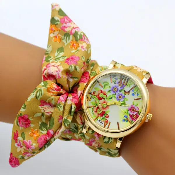 Shsby Floral Fabric Strap Women's Quartz Watch - Image 11