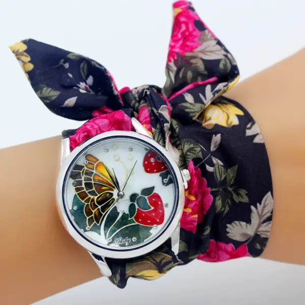 Ladies Flower Fabric Wristwatch Fashion Style - Image 11