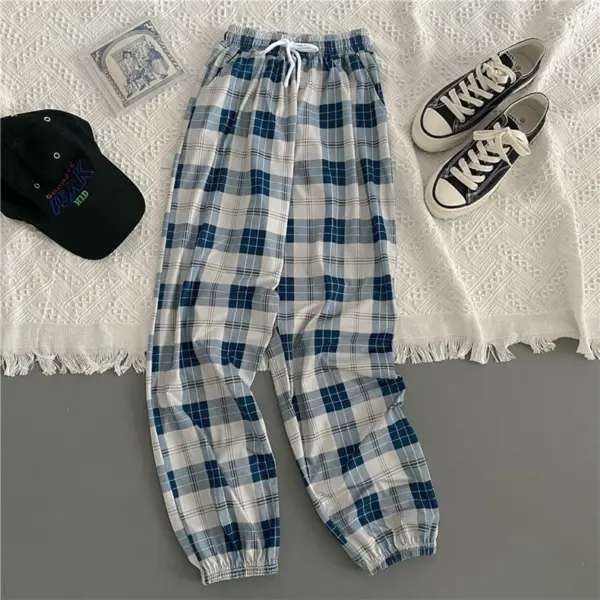 Loose Black Plaid Harem Pants for Women - Image 10