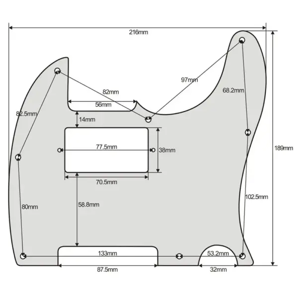 TL Electric Guitar Humbucker Pickguard 8 Holes - Image 2