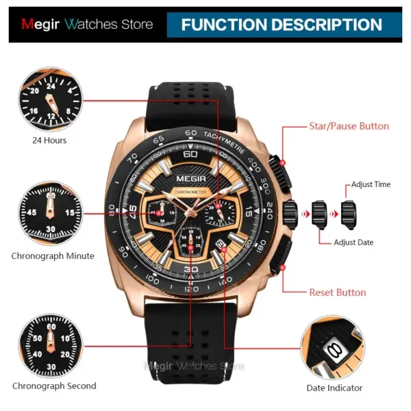 Megir MN2056GREBK-1N0 Quartz Chronograph Watch - Image 6