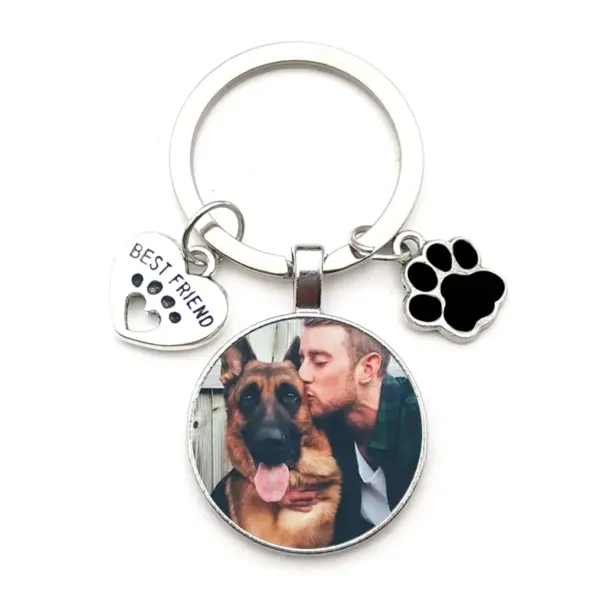Custom Dog Photo Keychain Silver-Plated Heart - Image 9