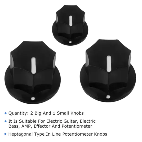 3 Pack Black Guitar and AMP Control Knobs - Image 2