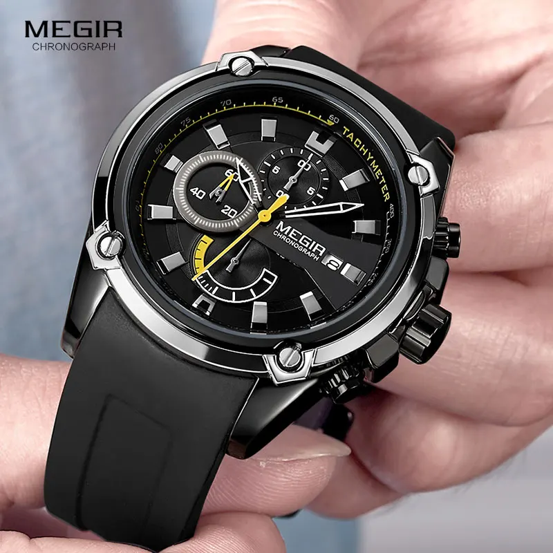MEGIR MN2086G-BK-1 Men's Quartz Sport Watch 4 MEGIR MN2086G-BK-1 Men's Quartz Sport Watch - Image 4