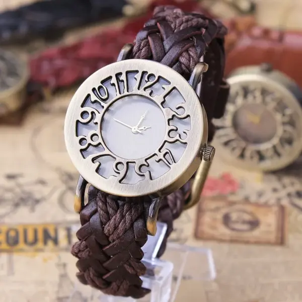Vintage Style Digital Leather Strap Watch - Image 5