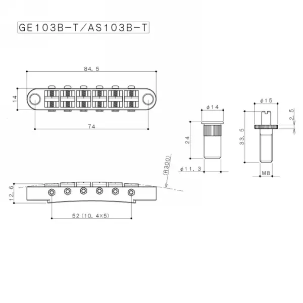 GOTOH GE103B-T Tune-O-Matic Electric Guitar Bridge - Image 6