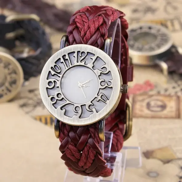 Vintage Style Digital Leather Strap Watch - Image 6