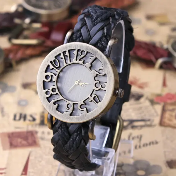 Vintage Style Digital Leather Strap Watch - Image 2