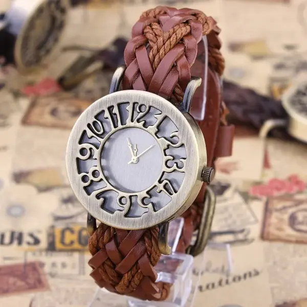 Vintage Style Digital Leather Strap Watch - Image 7