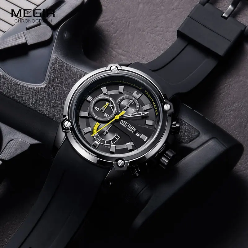 MEGIR MN2086G-BK-1 Men's Quartz Sport Watch 3 MEGIR MN2086G-BK-1 Men's Quartz Sport Watch - Image 3