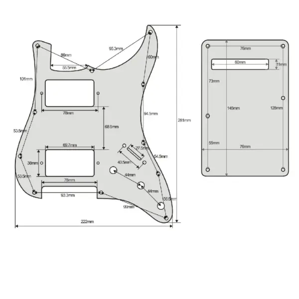 Electric Guitar HH Pickguard Set with Screws - Image 4