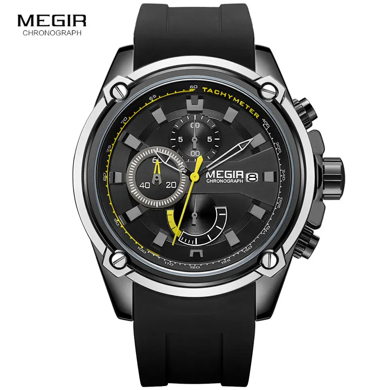 MEGIR MN2086G-BK-1 Men's Quartz Sport Watch 2 MEGIR MN2086G-BK-1 Men's Quartz Sport Watch - Image 2