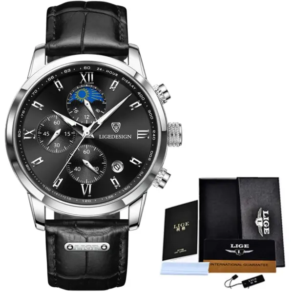 LIGE Mens Waterproof Quartz Chronograph Watch - Image 10