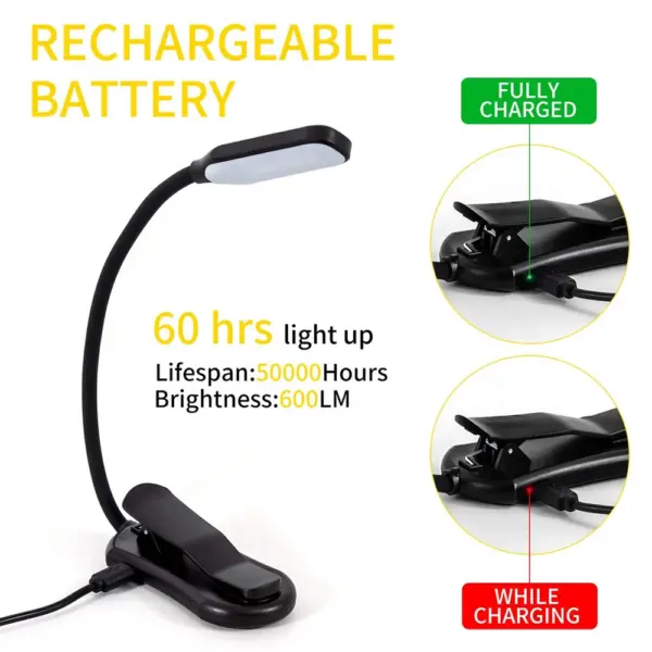 Rechargeable 7 LED Book Light with Clip - Image 3