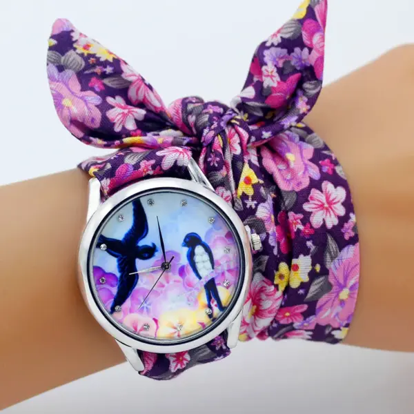 Ladies Flower Fabric Wristwatch Fashion Style - Image 9