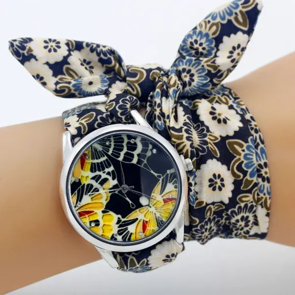 Ladies Flower Fabric Wristwatch Fashion Style - Image 8