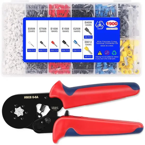 Crimping Tool Kit with 1900 Tubular Terminals