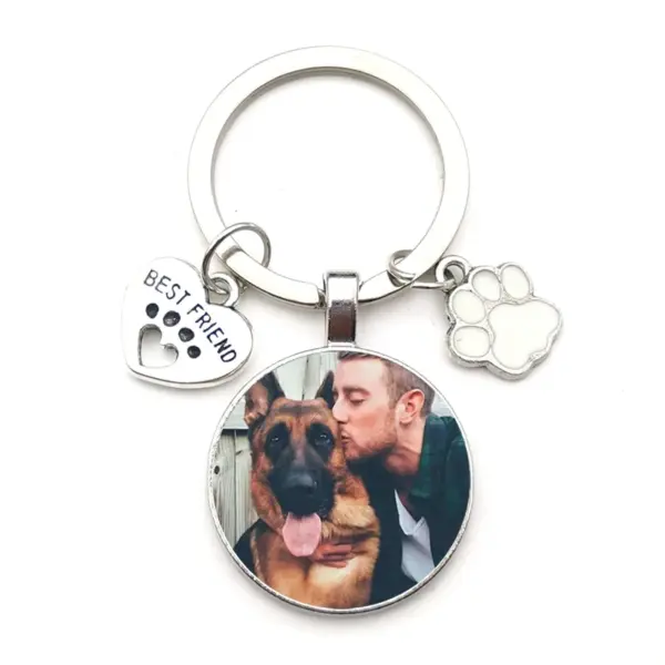Custom Dog Photo Keychain Silver-Plated Heart - Image 7