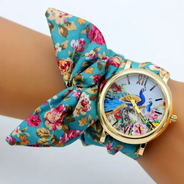 Shsby Floral Fabric Strap Women's Quartz Watch - Image 12