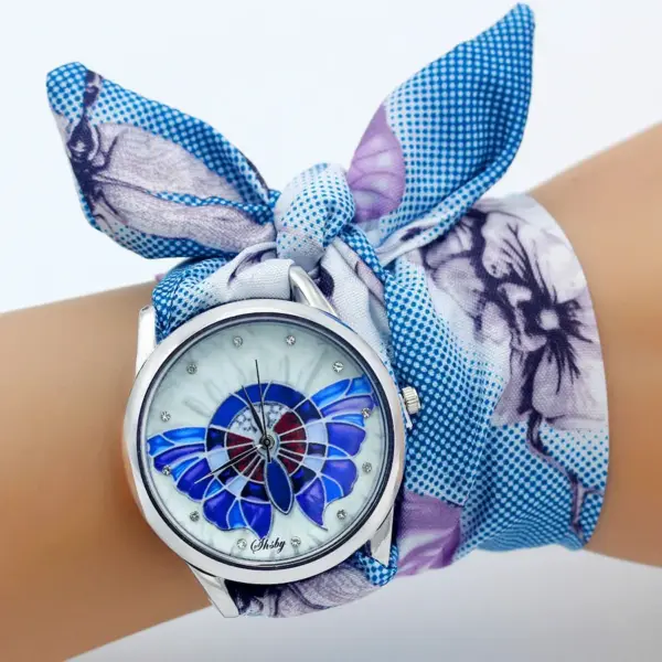 Ladies Flower Fabric Wristwatch Fashion Style - Image 3