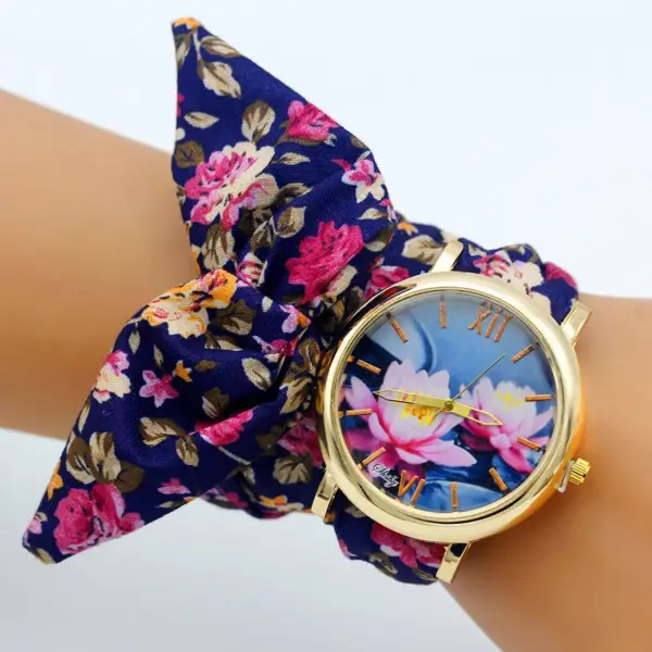 Shsby Floral Fabric Strap Women's Quartz Watch - Image 14