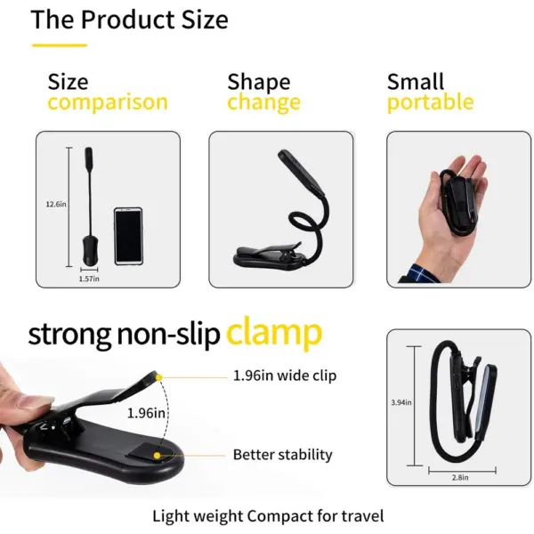 Rechargeable 7 LED Book Light with Clip - Image 5