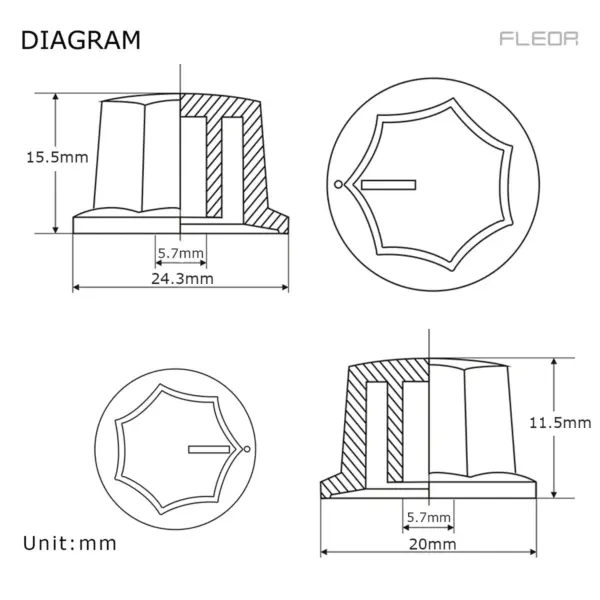 3 Pack Black Guitar and AMP Control Knobs - Image 6