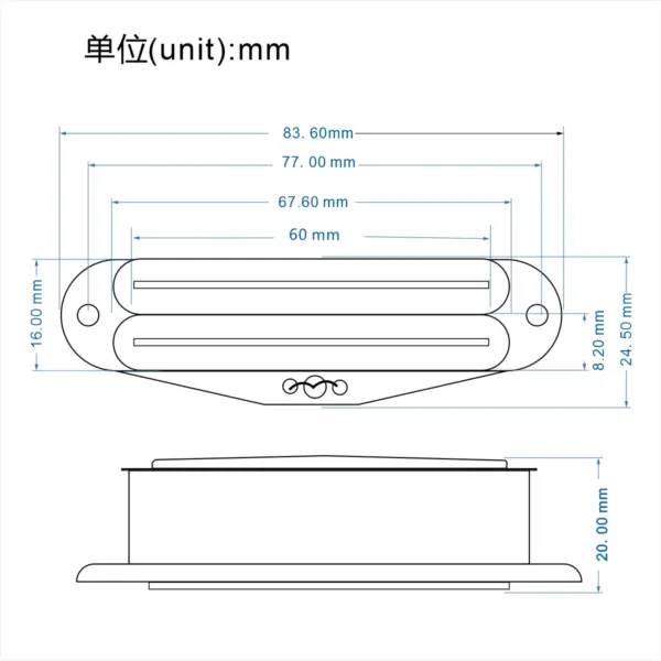 Ceramic Dual Rail Mini Humbucker Pickup White - Image 5