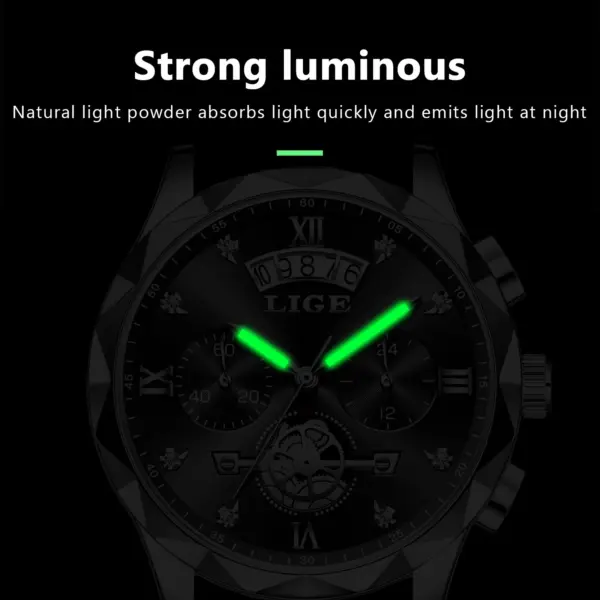 LIGE Men's Quartz Chronograph Watch Waterproof - Image 3