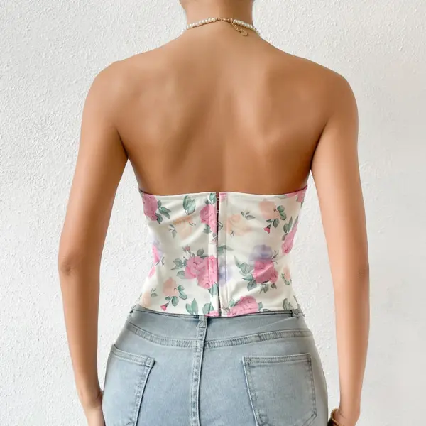 Backless Floral Crop Top for Women - Image 2