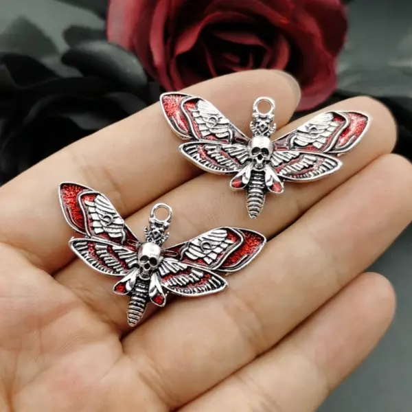 Zinc Alloy Death Moth Charms Set of 5 - Image 7