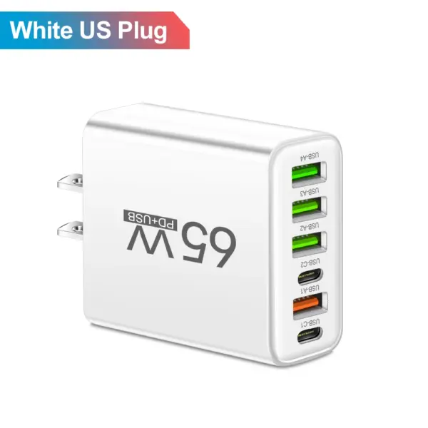 65W 6-Port USB Fast Charging Wall Charger - Image 5