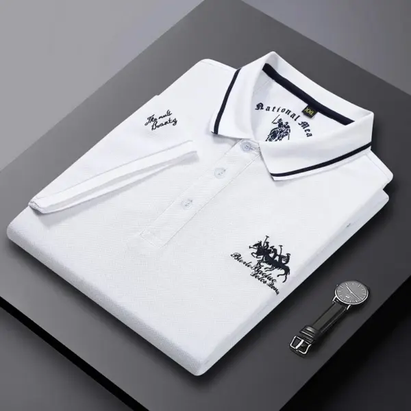 Men's Embroidered Short Sleeve Polo Shirt - Image 2
