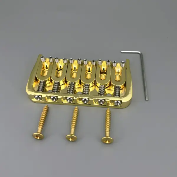 Gold Fixed Guitar Bridge for 6 String Guitar - Image 2