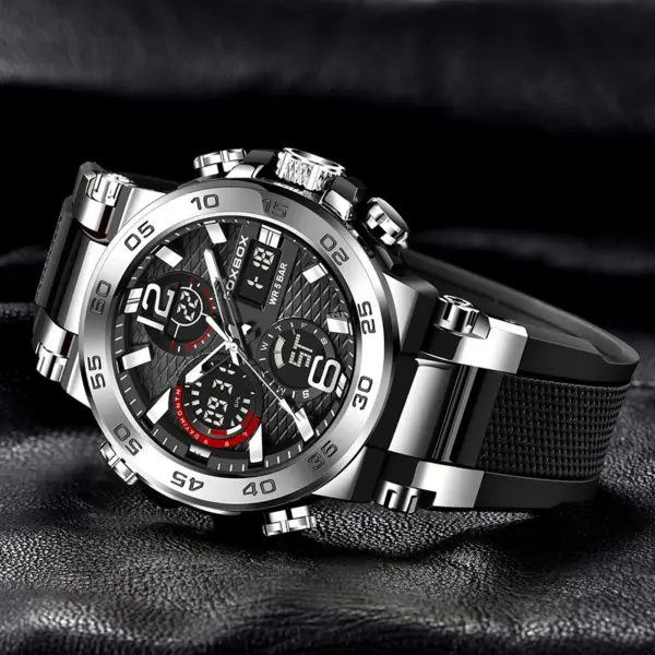 Men's Waterproof Dual Display Silicone Watch - Image 2
