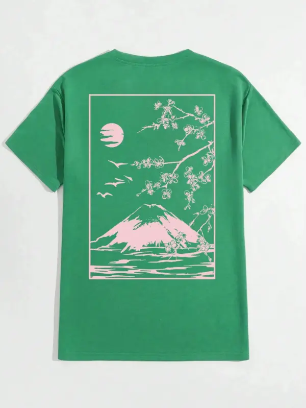 Tokyo Sakura Mount Fuji Cotton T-Shirt - Image 5