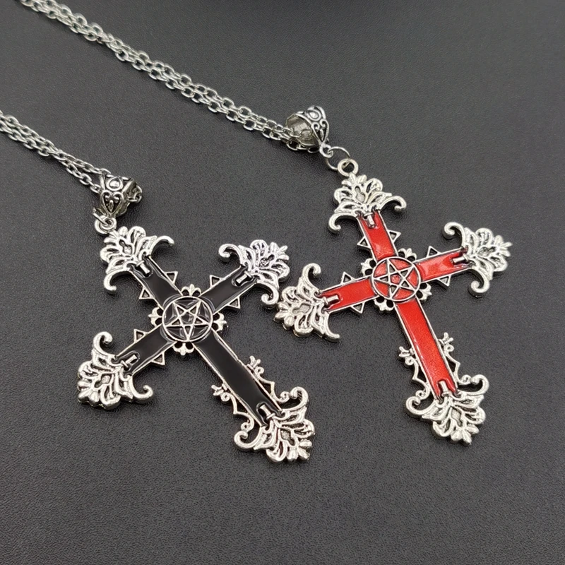 Gothic Upside Down Cross Pendant Necklace 4 Gothic Upside Down Cross Pendant Necklace - Image 4