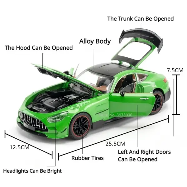 1:18 Mercedes-Benz AMG GT-R Diecast Model Car - Image 6