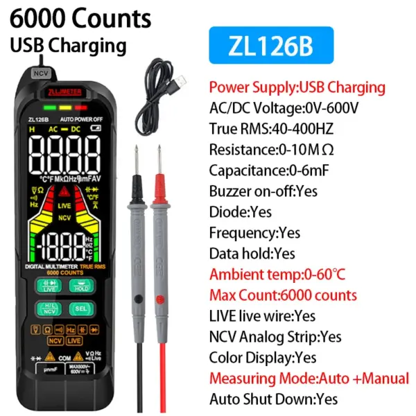 Smart Digital Multimeter 9999 Counts Auto Range - Image 8