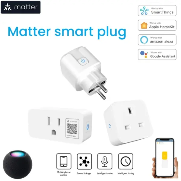 Matter Smart Plug with Voice Control 10A/16A