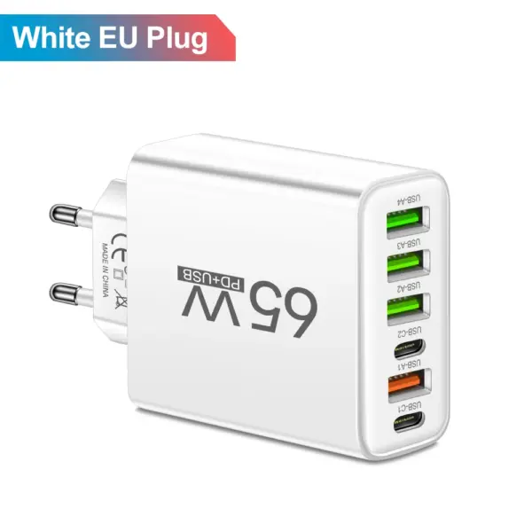 65W 6-in-1 USB and Type-C Wall Charger - Image 10