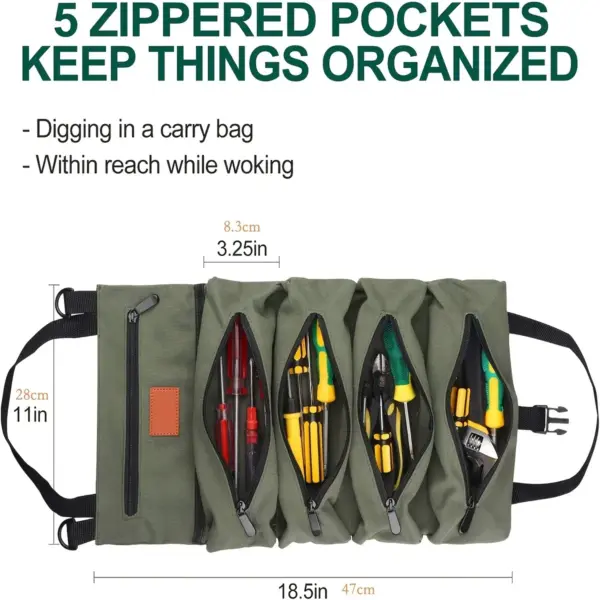 Multi-Purpose Tool Roll Organizer Bag - Image 5
