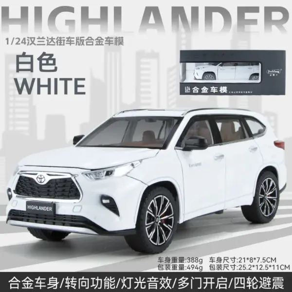 1:24 Toyota Highlander Diecast Metal Model Car - Image 9