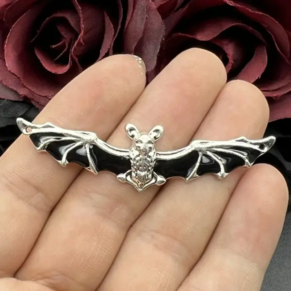 5pcs Antique Silver Bat Charms for Jewelry - Image 3