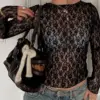 Lace Crop Top for Women Autumn Winter Wear