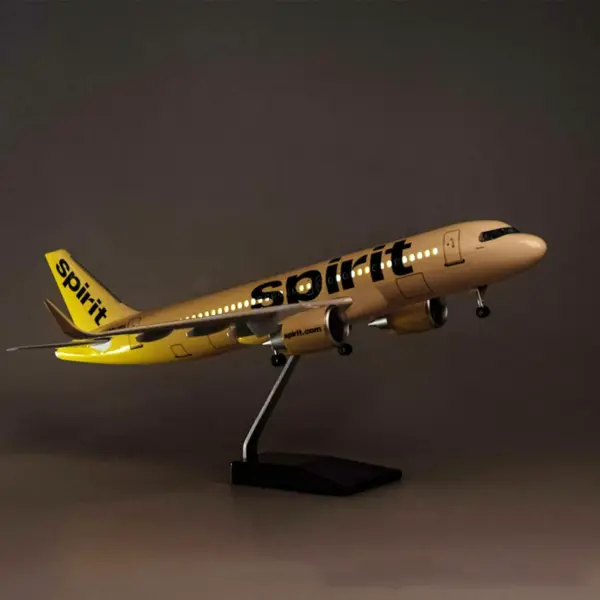 A320NEO Spirit Airlines Diecast Model with Lights - Image 5