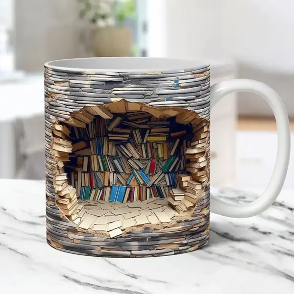 3D Bookshelf Mug Creative Ceramic Design - Image 5