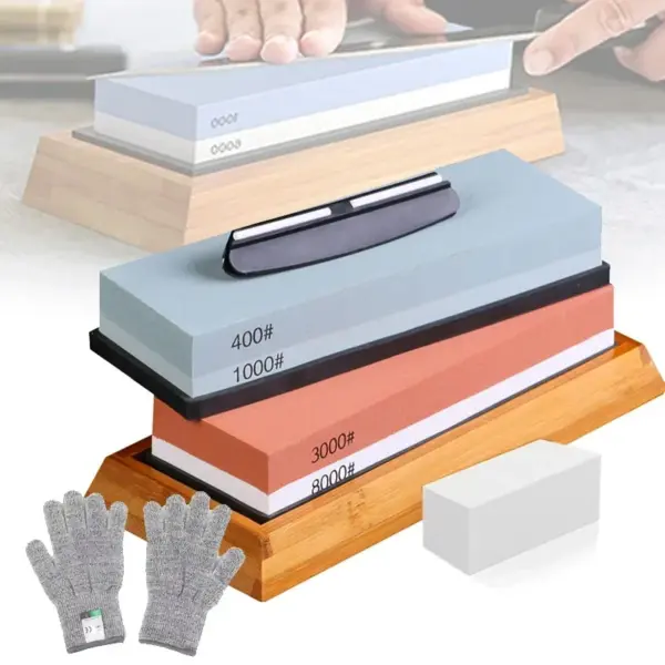 Dual-Sided Whetstone Knife Sharpener Set